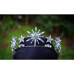 Art Deco Crystal Star Tiara: Vintage Silver Bridal Crown